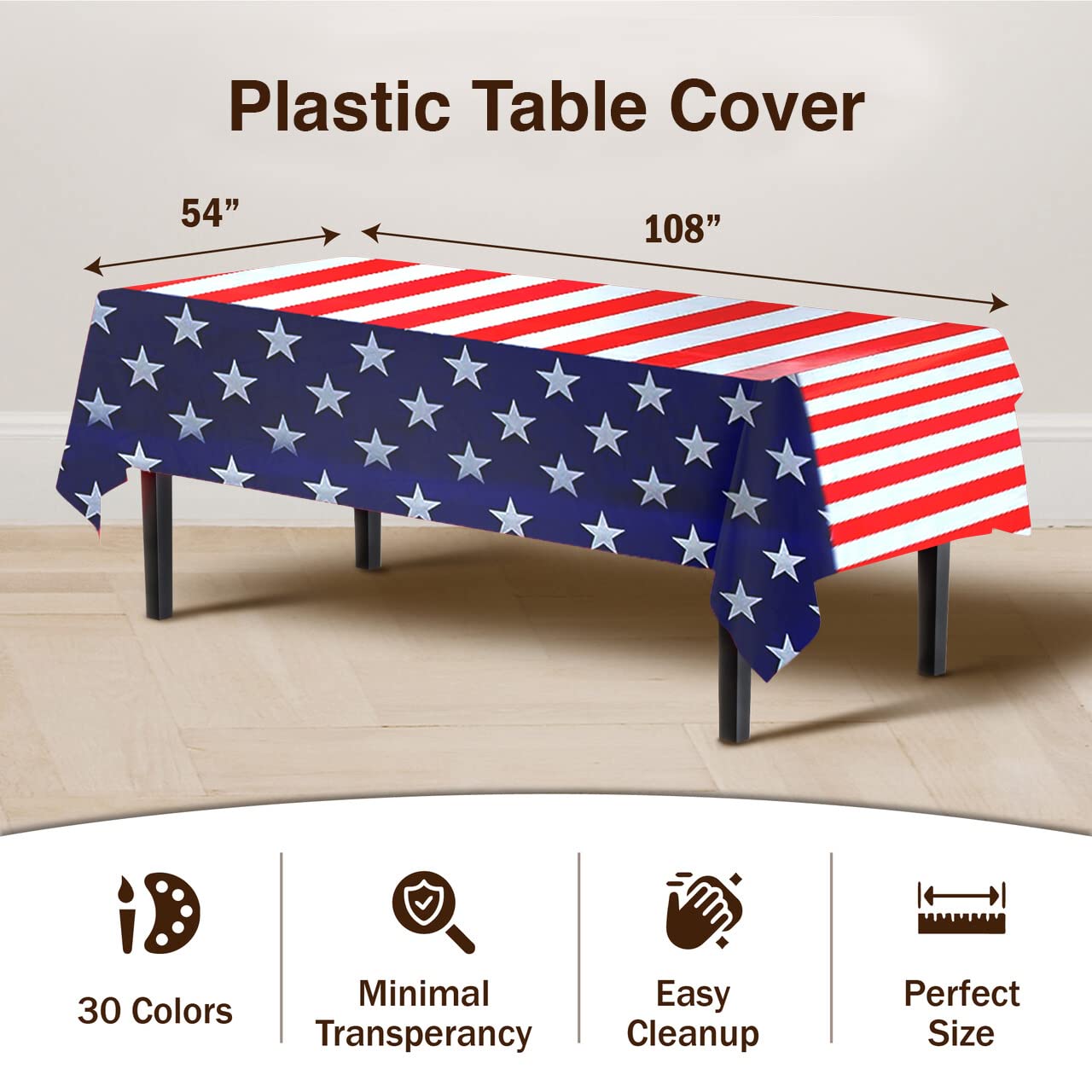 Patriotic Plastic Table Covers | 12 Pack