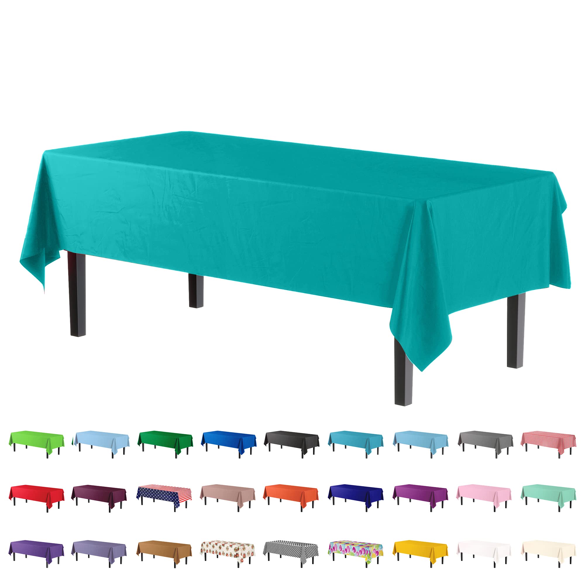 Aqua Blue Plastic Table Covers | 6 Pack