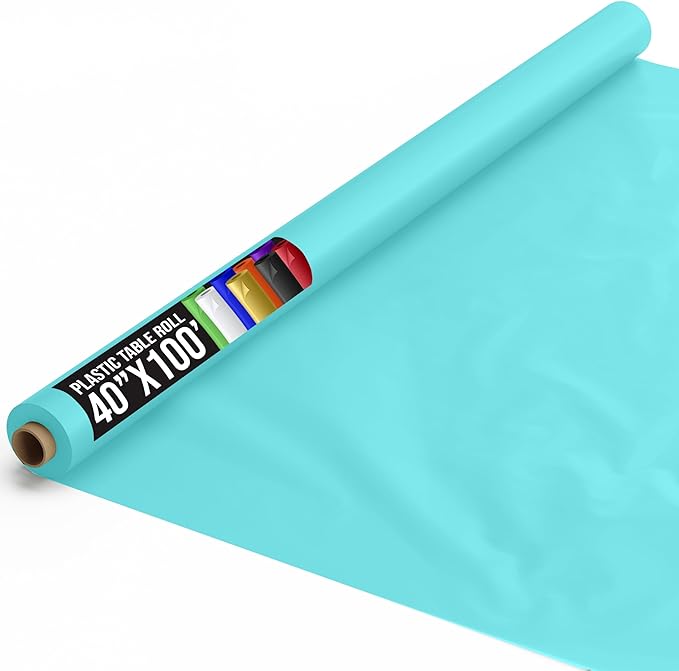 40 In. x 100 Ft. Aqua Blue Table Roll | Case of 6