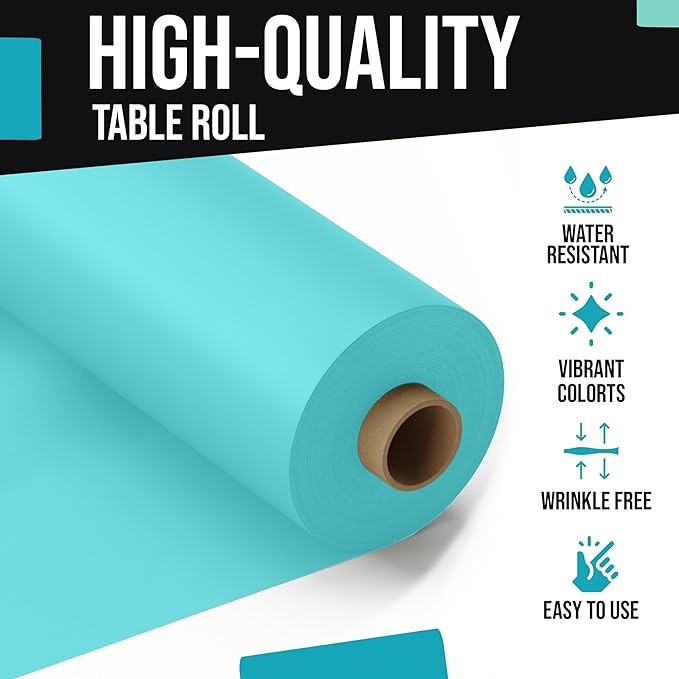 40 In. x 100 Ft. Aqua Blue Table Roll | Case of 6