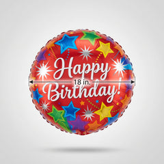 Vibrant Starburst Happy Birthday Foil Balloon