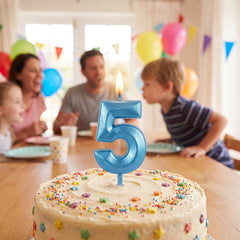 Metallic Blue Number 5 Birthday Candle