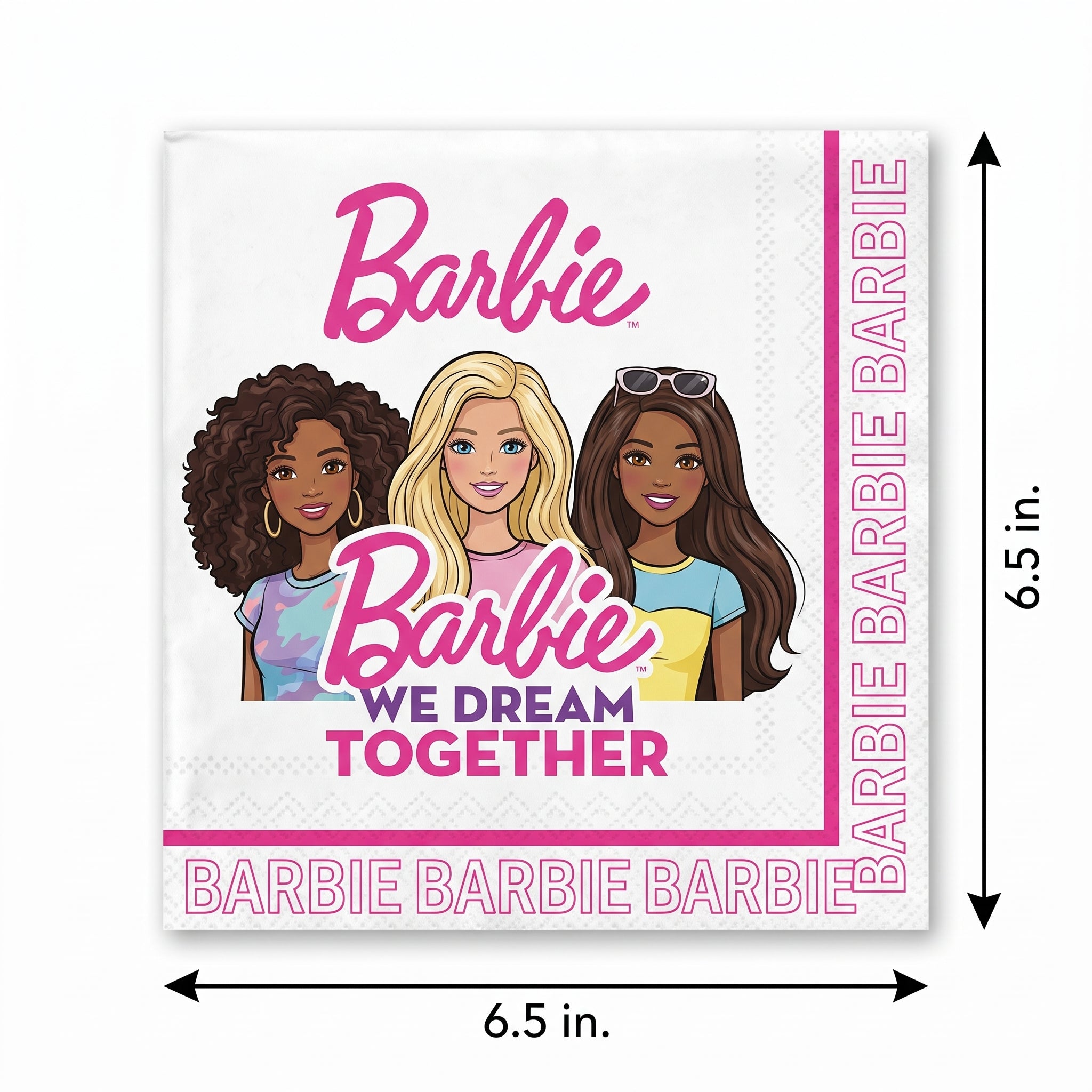 Barbie Dream Together Lunch Napkins - 6.5 In. x 6.5 In. - 16 Pack