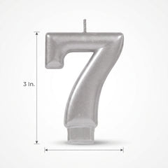 Silver Metallic Number 7 Birthday Candle