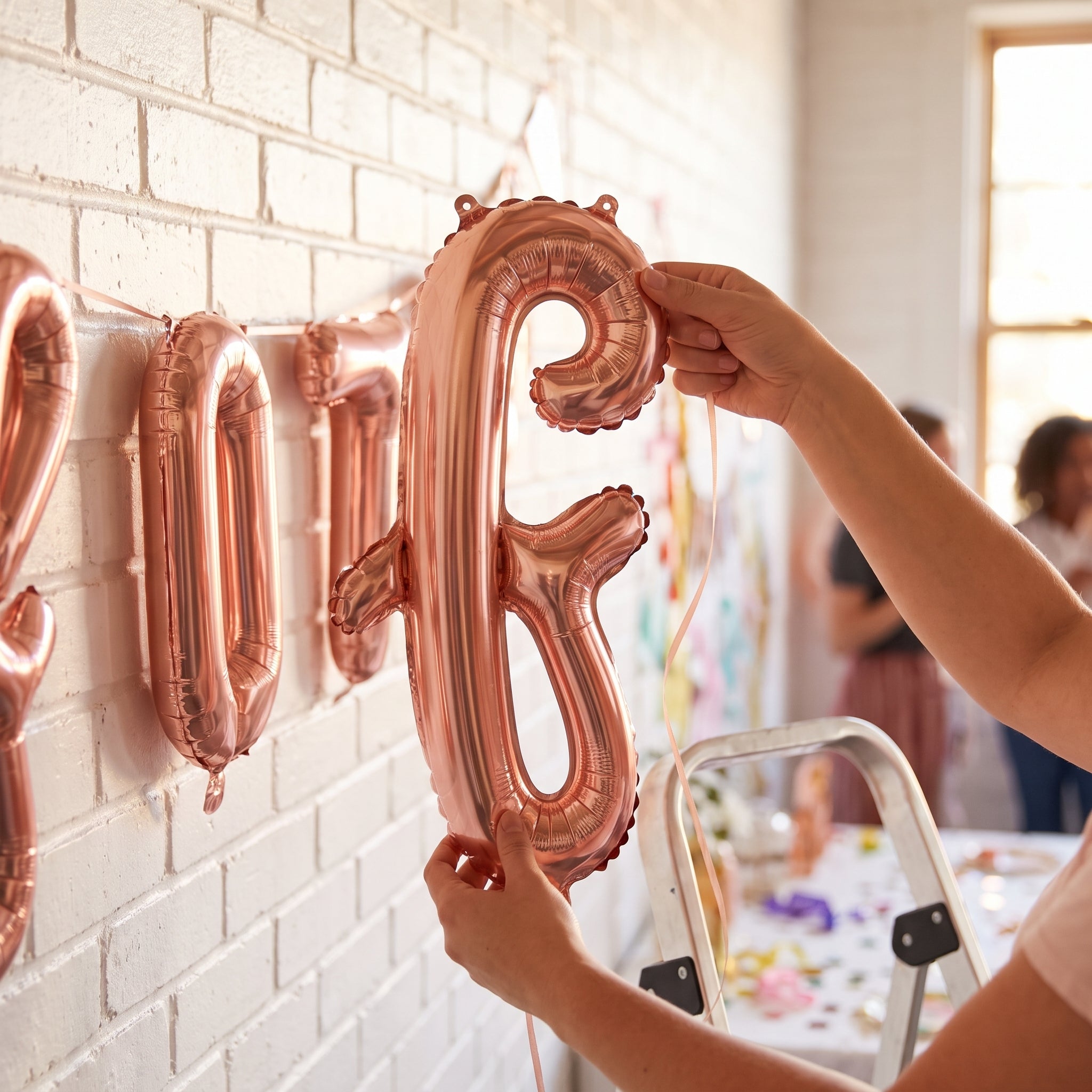 Rose Gold Cursive Letter 'Q' Balloon - 8-Inch Air-Filled Decor