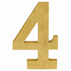 Glitter Gold Number 4 Sign, 10-Inch, for Birthday and Event Decorations