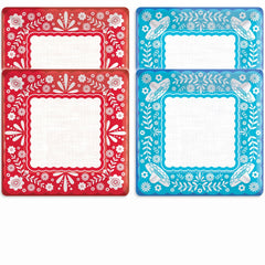 Viva La Party Fiesta Square Dinner Plates, Red/Turquoise, 10-Inch, 20-Pack - 10 in.