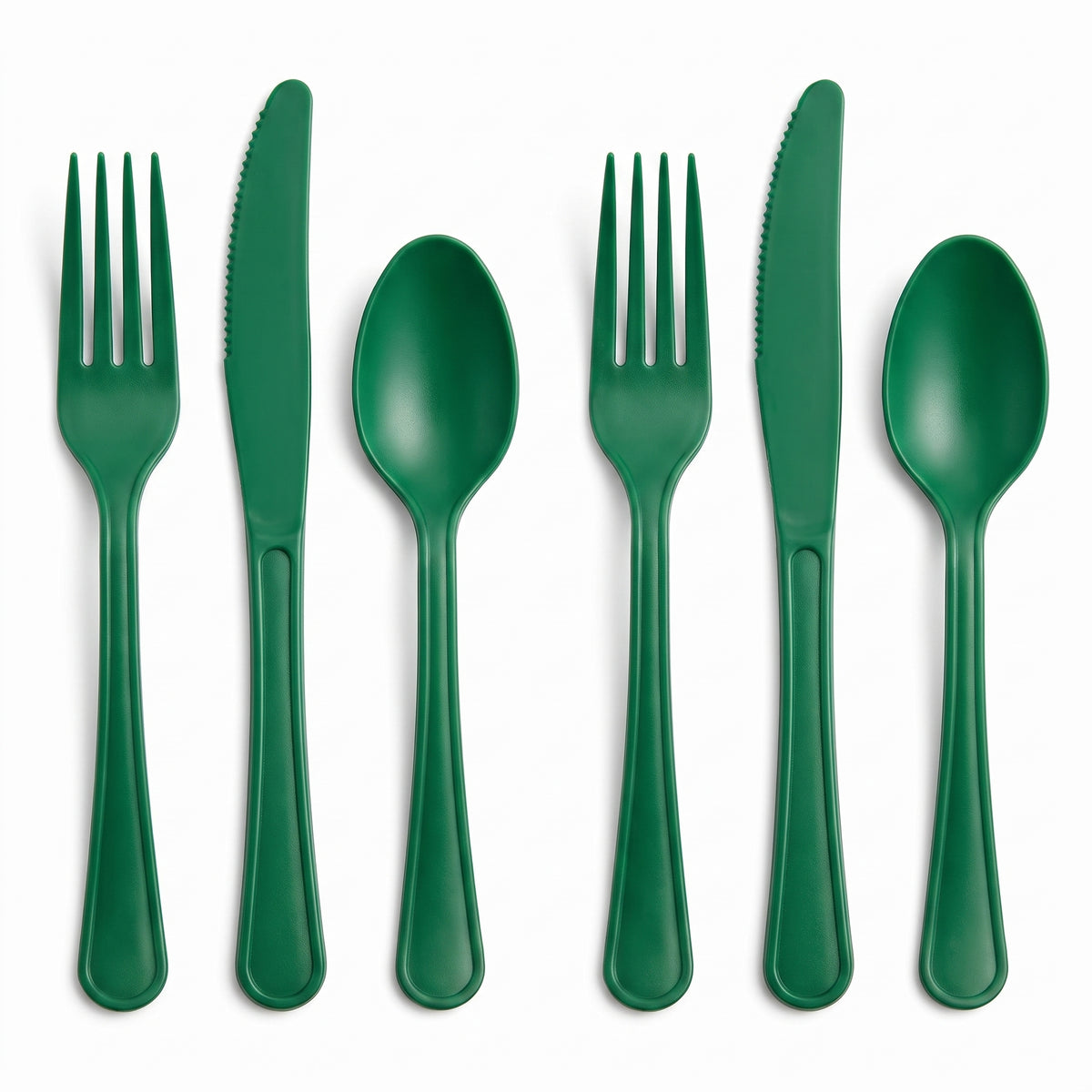 Festive Green Plastic Cutlery Assortment - 7.5 in.