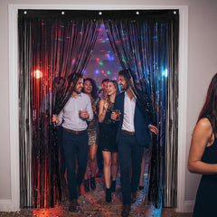 Elegant Black Metallic Door Curtain – 3' x 8'