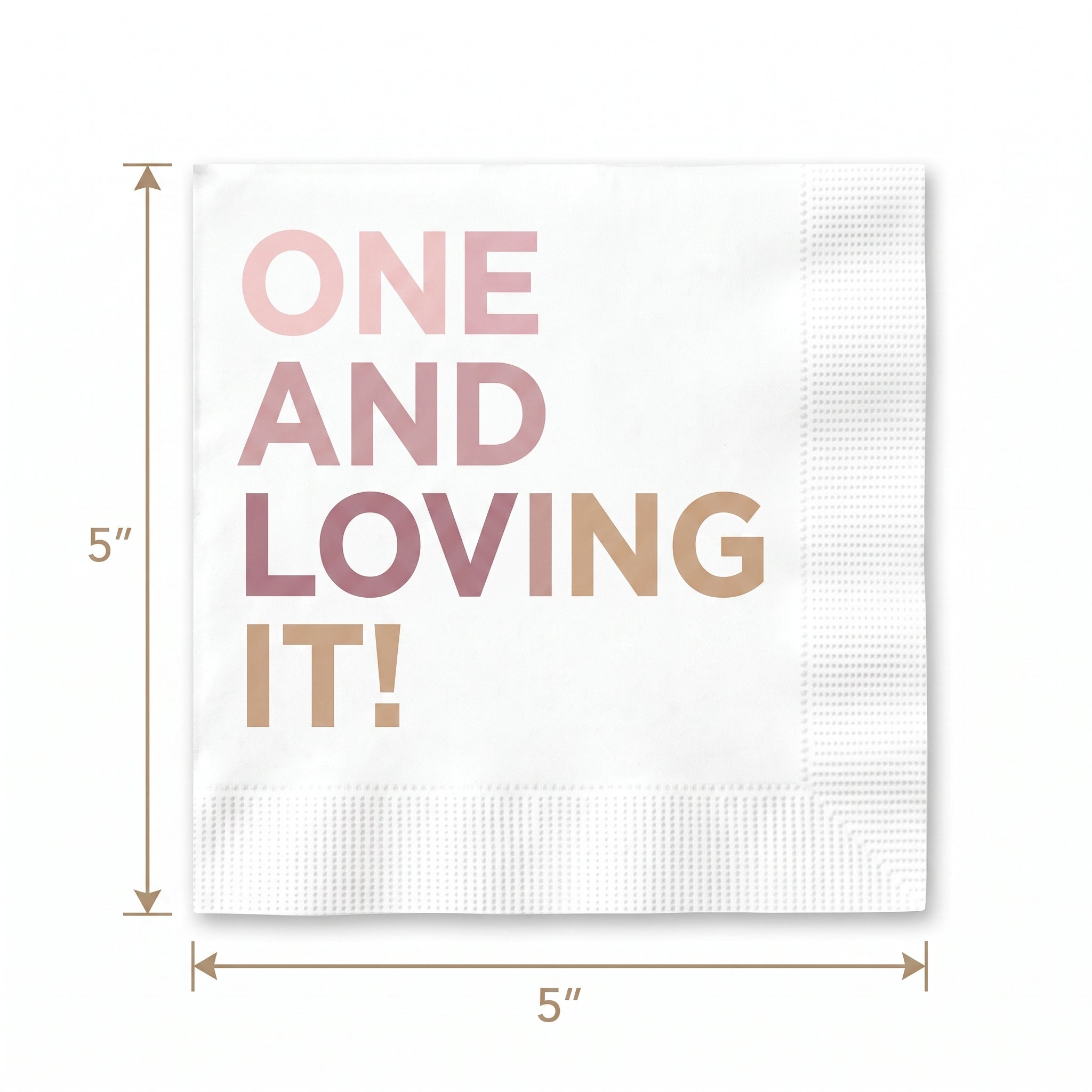 "One and Loving It" 1st Birthday Beverage Napkins - 16 Pack - 5 In. X 5 In.