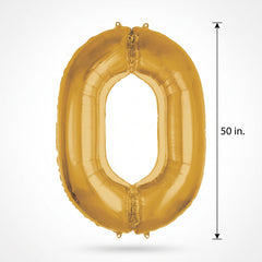 Gold Number 0 Foil Balloon - 50 Inch Metallic Celebration Decor