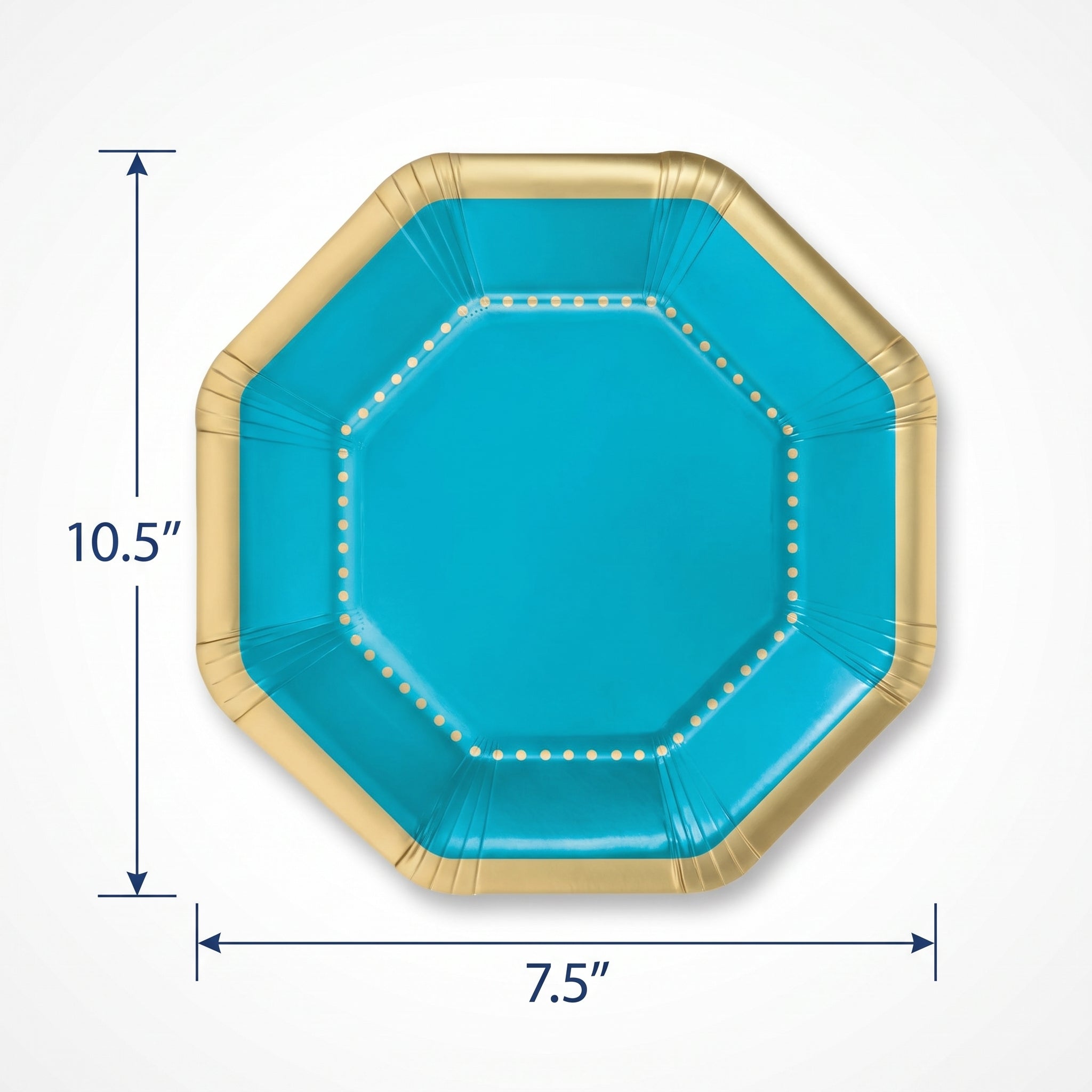 Caribbean Blue Premium Octagonal Paper Plates - 10"