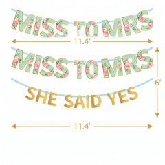 Mint Floral "Miss to Mrs" and "She Said Yes" Wedding Banner Kit