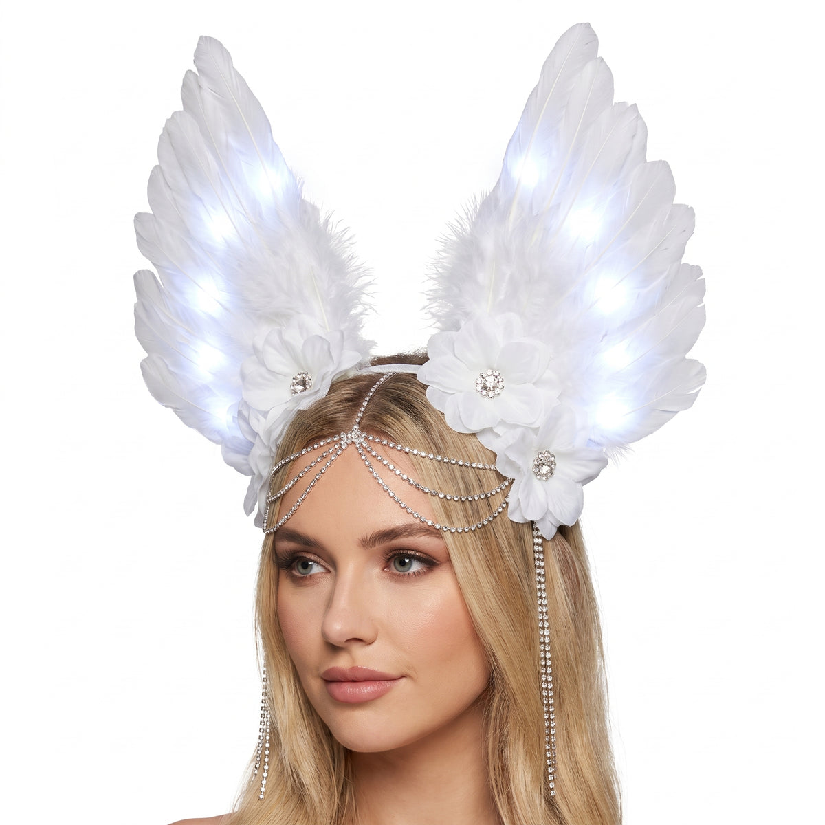 Illuminated Angel Feather Headpiece for Halloween