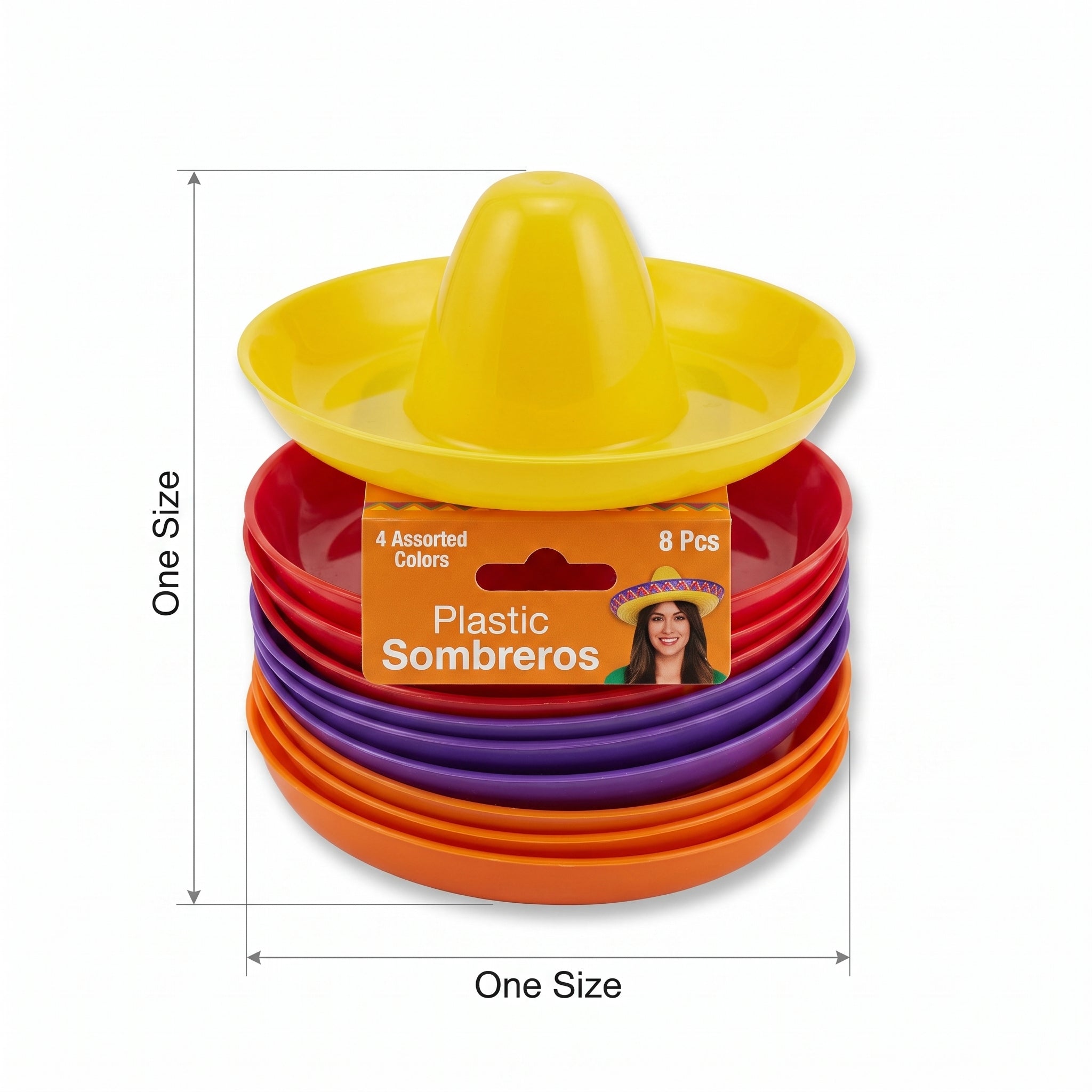 Fiesta Mini Sombrero Hats - Assorted Colors, 8-Pack