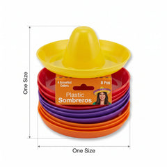Fiesta Mini Sombrero Hats - Assorted Colors, 8-Pack