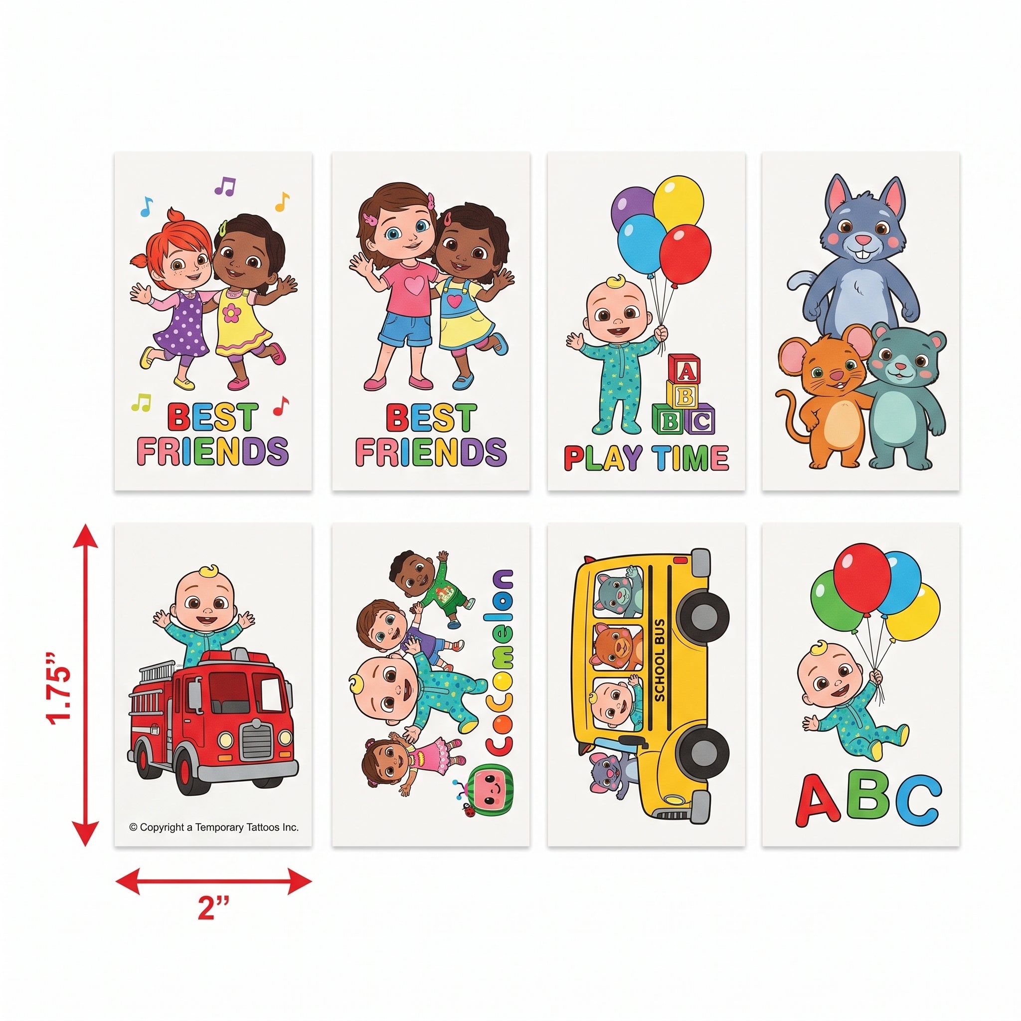 CoComelon "Play Time" Temporary Tattoos - 8 Pack