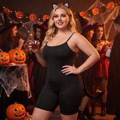 Plus Size Black Biker Bodysuit - Halloween Costume Essential