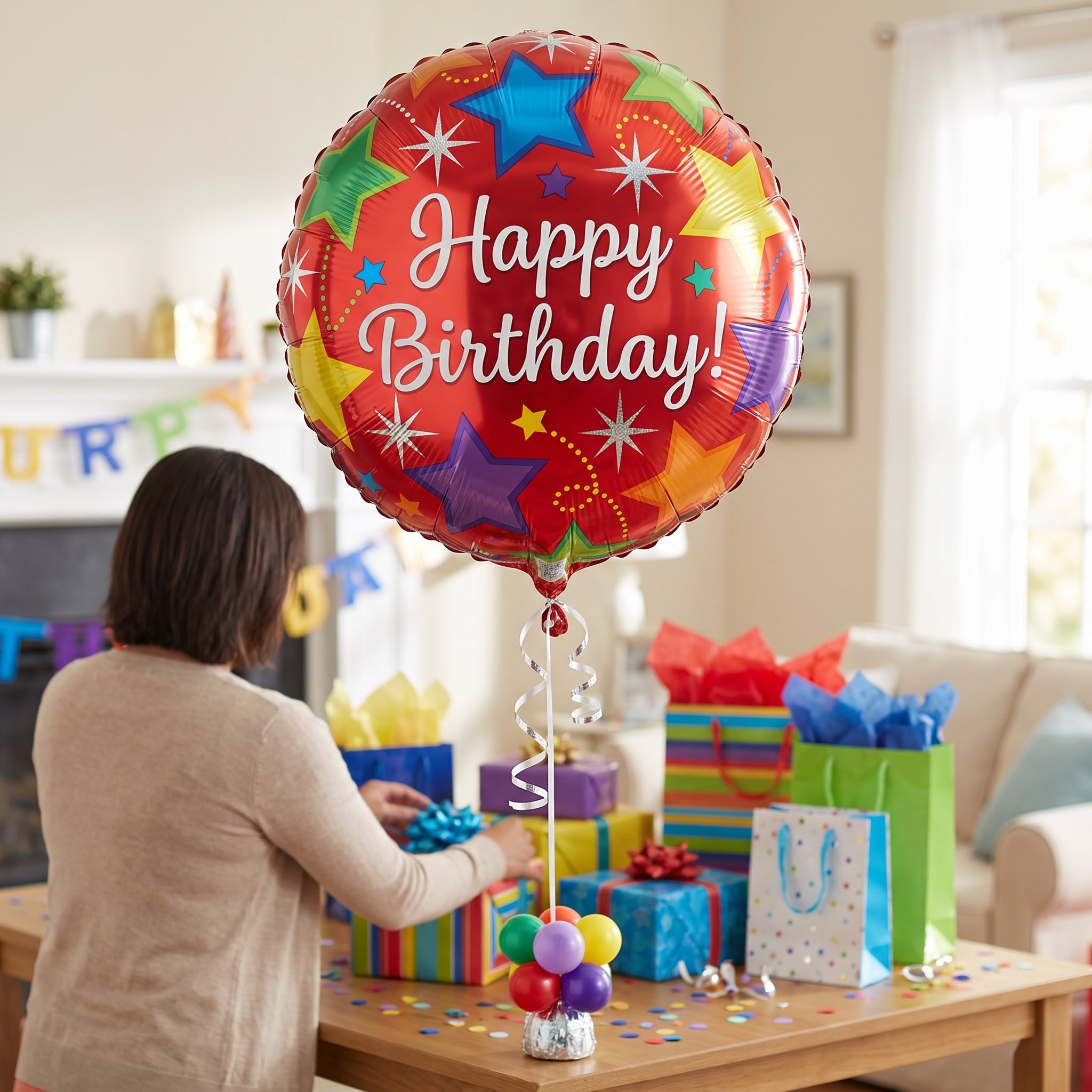 Vibrant Starburst Happy Birthday Foil Balloon