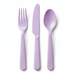 Lavender Heavyweight Plastic Cutlery Set - 80 Count