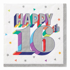 Cheers to Your 16th Birthday Beverage Napkins - 16 Pack - 5 In. X 5 In.