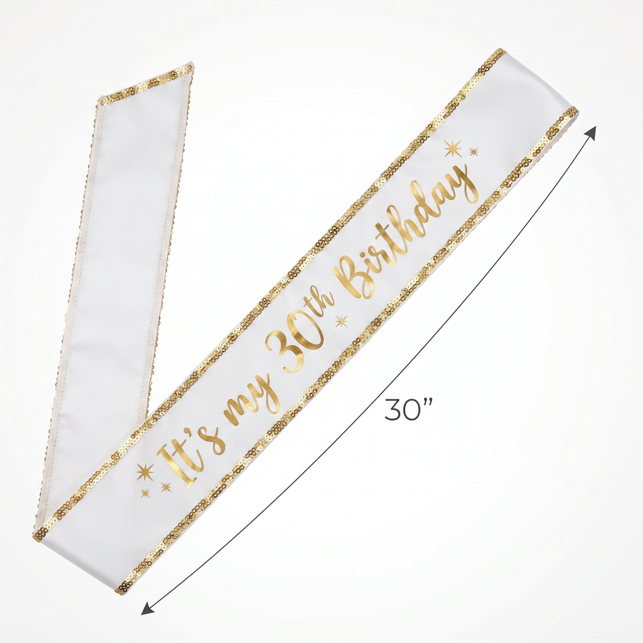 Golden Age "It's My 30th Birthday" Sash - White & Gold