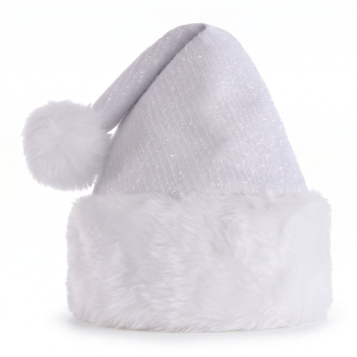 Deluxe White Tinsel Santa Hat