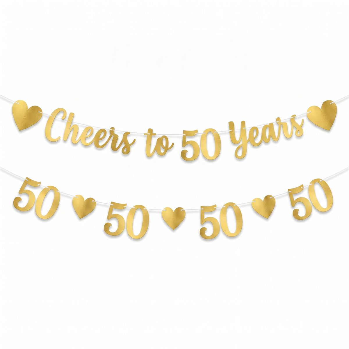 Elegant Gold "Cheers to 50 Years" Anniversary Banner Kit