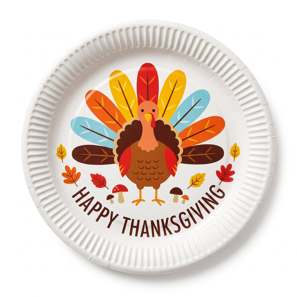 Festive Thanksgiving Turkey 10" Round Paper Plates