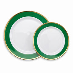Festive Green Premium Plastic Plates with Elegant Border