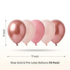 Rose Gold 11" Latex Balloons - 15 Pack