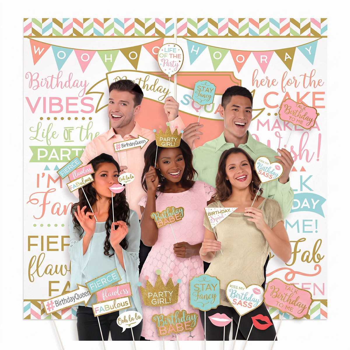 Confetti Fun Birthday Scene Setter with Photo Booth Props