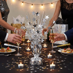 Silver Star Foil Spray Centerpiece, 12-Inch