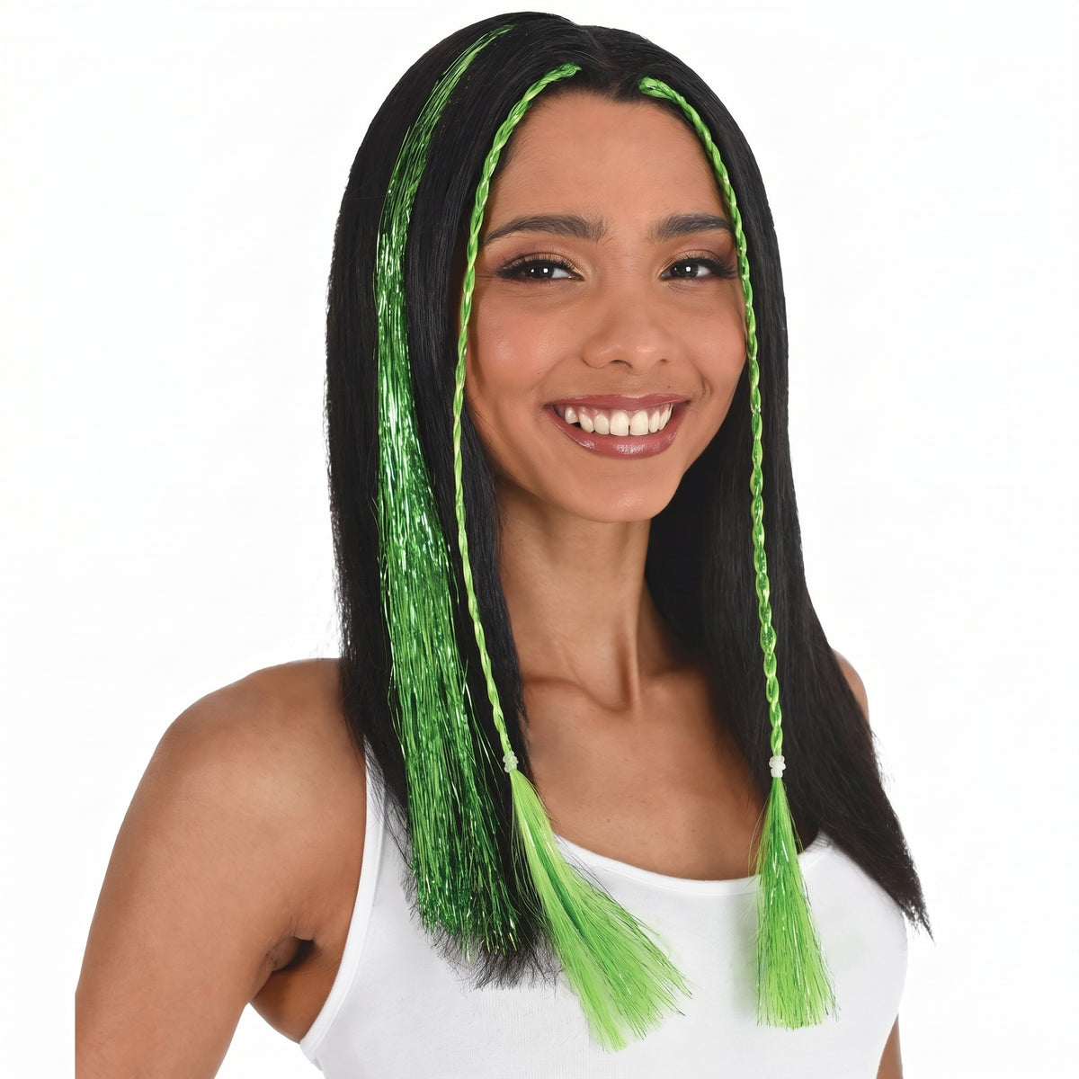 Kiwi Green Tinsel Hair Extensions