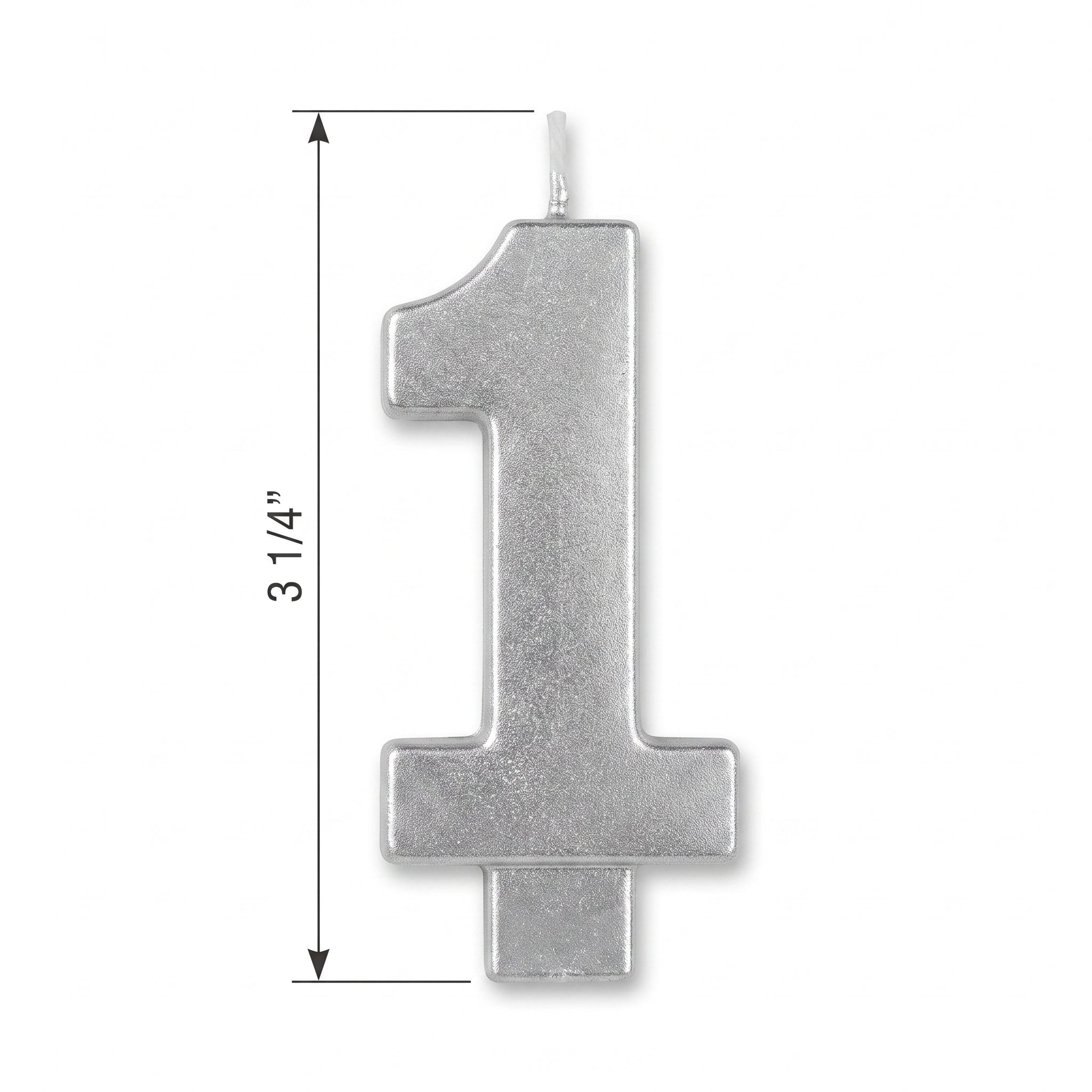 Silver Metallic Number 1 Candle for Birthdays and Anniversaries