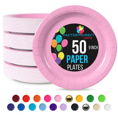 9 In. Pink Paper Plates - 50 Ct.