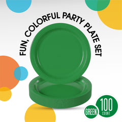 10 In. Emerald Green Paper Plates | 100 Count