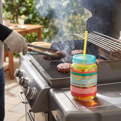 Summer Stripe Mason Cup with Reusable Straw - 18 oz