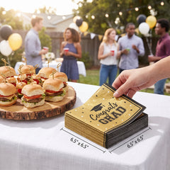True to Your School "Congrats Grad!" Gold Luncheon Napkins, 6.5", 40-Pack, 2-Ply
