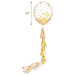 Elegant White and Gold Tassel Balloon Tail Accessory - 6 ft