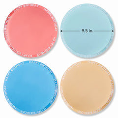 Bright Pastel "Happy Birthday" Rim Plates - 9.5", 8 Pack