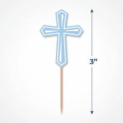 Blue Cross First Communion Party Picks - 36 Pack