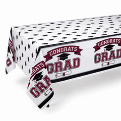 Congrats Grad Maroon Plastic Table Cover - 54x84-Inch