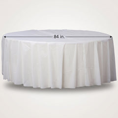 Frosty White Flannel Backed 84-Inch Round Table Cover - 84 in.