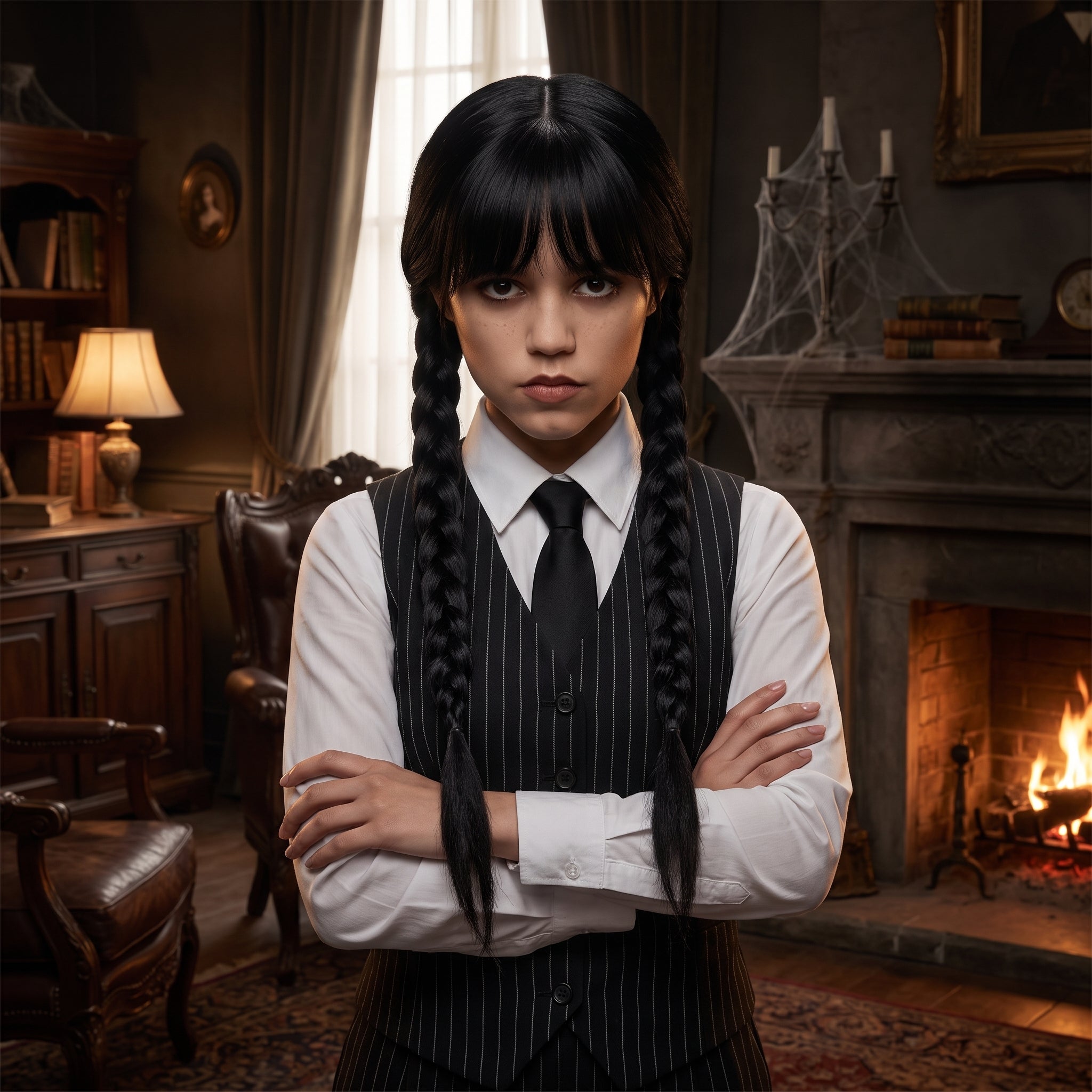 Adult Wednesday Addams Costume Wig - Standard Size