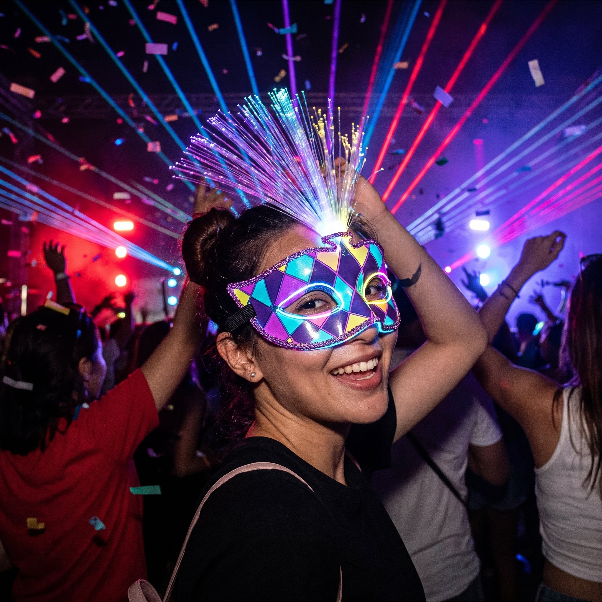 Light-Up Fiber Optic Harlequin Masquerade Mask