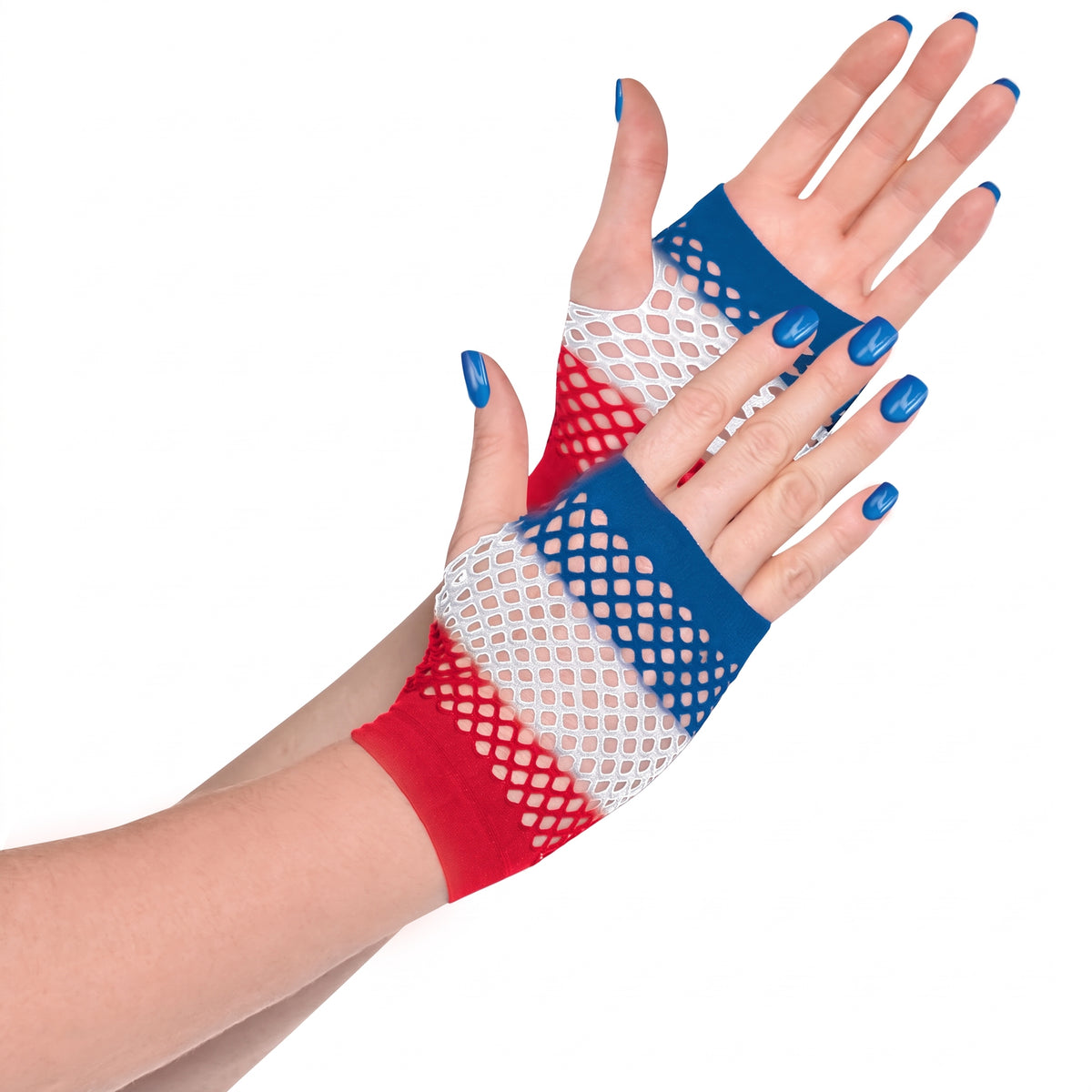 Red, White & Blue Fishnet Fingerless Gloves