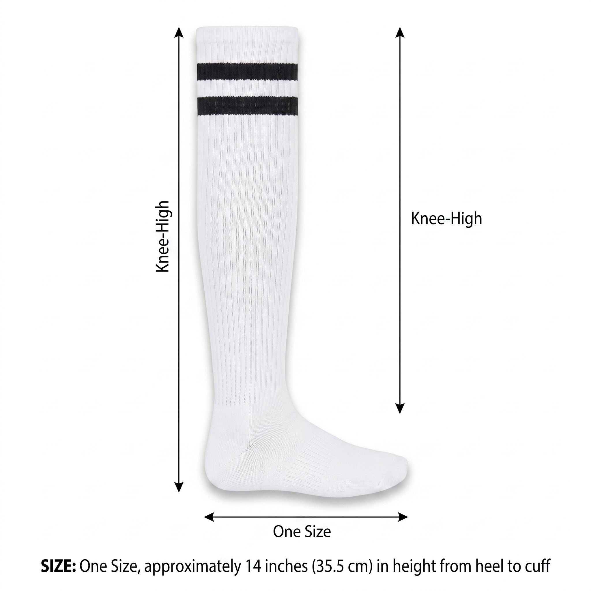 White with Black Stripes Knee-High Athletic Socks
