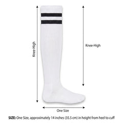 White with Black Stripes Knee-High Athletic Socks
