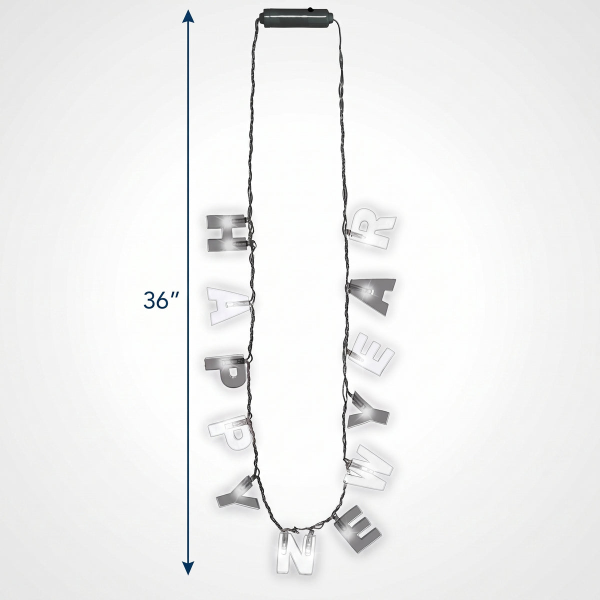 "Happy New Year" Light-Up Necklace - 36" Festive Wearable Accessory